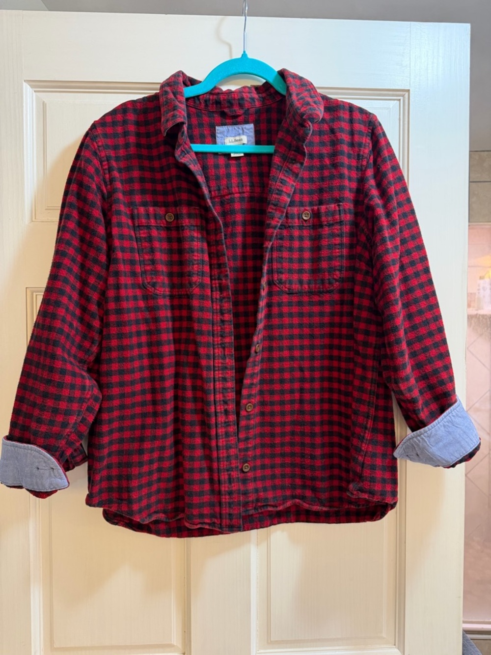 L.L. Bean Red and Black Buffalo Plaid Shirt Jacket